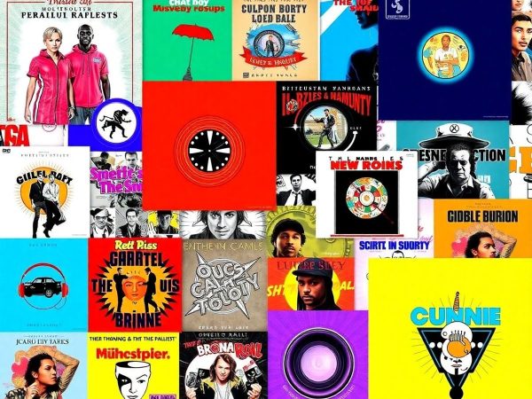 Colaj de coperti de albume muzicale diverse.